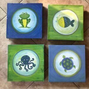 Set of 4 Canvas Art for Kids Room or Baby Nursery